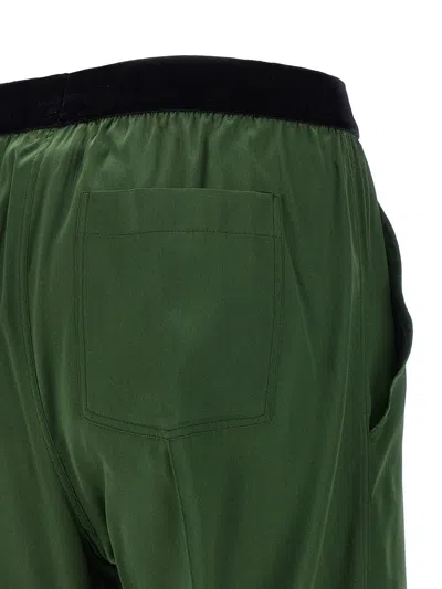 Tom Ford Green Pants With Elastic Waist With Logo Lettering In Silk Stretch Woman In Green