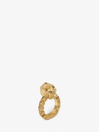 Shop Alexander Mcqueen Jewelled Skull Ring In Miscel - Gold/metallic