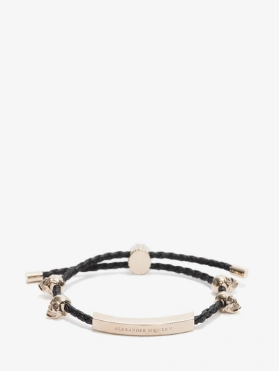 Shop Alexander Mcqueen Skull Friendship Bracelet In Black