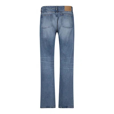 Ami Alexandre Mattiussi Ami Straight-leg Denim Jeans With Faded Blue Wash And Leather Accent