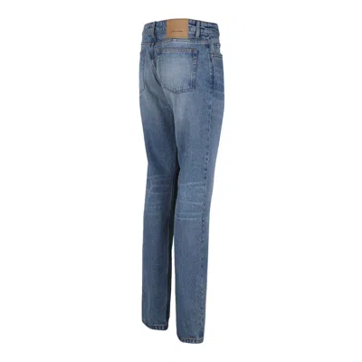 Ami Alexandre Mattiussi Ami Straight-leg Denim Jeans With Faded Blue Wash And Leather Accent