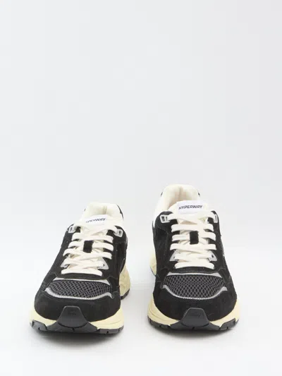 Autry Hyperway Sneakers In Black Mesh And Velvet In Multi