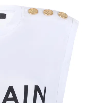 Balmain Black And White Cotton T-shirts