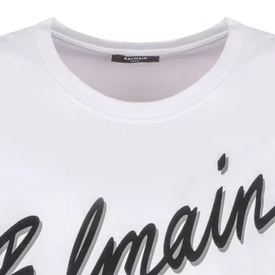 Balmain Men White Crewneck T-shirt With Maxi Logo Lettering On The Front In Cotton Man