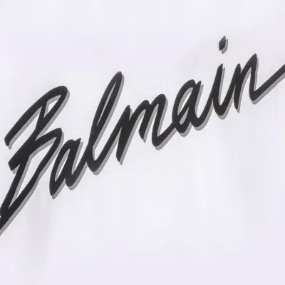 Balmain Men White Crewneck T-shirt With Maxi Logo Lettering On The Front In Cotton Man