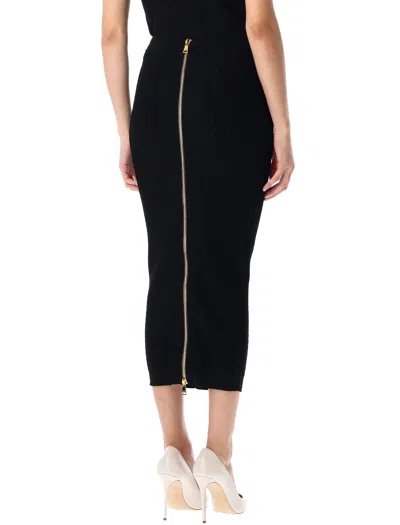 Balmain Buttoned Long Skirt In Black