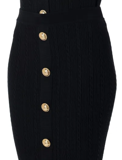 Balmain Buttoned Long Skirt In Black