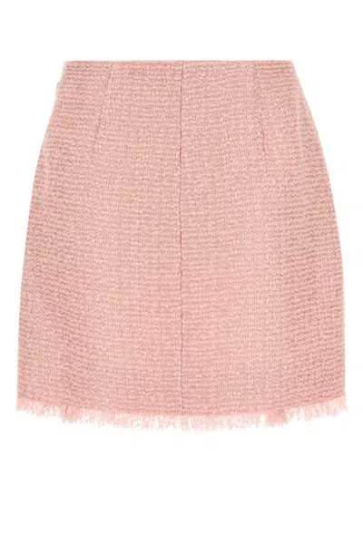 Balmain High-waisted Tweed Skirt With Gold-tone Buttons In Pink
