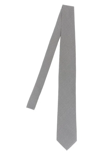 Tom Ford Silver Jacquard Pattern Tie In Gray