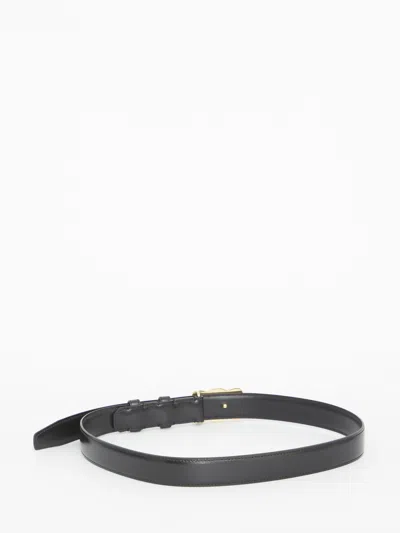 Celine Black Triomphe Solid Belt In Black