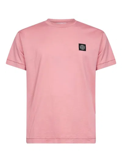 Stone Island Crew Neck T Shirt Short Sleeves In Pink