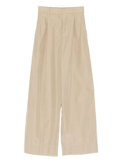 Forte Forte Beige Polyester Cotton Trousers In White