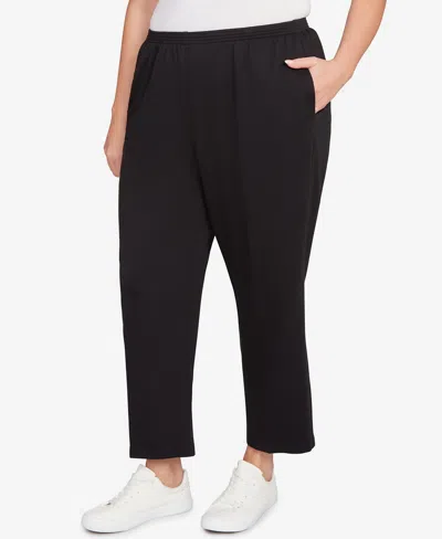 Alfred Dunner Plus Size Classic French Terry Average Length Pants In Black