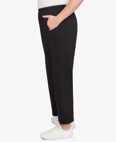 Alfred Dunner Plus Size Classic French Terry Average Length Pants In Black