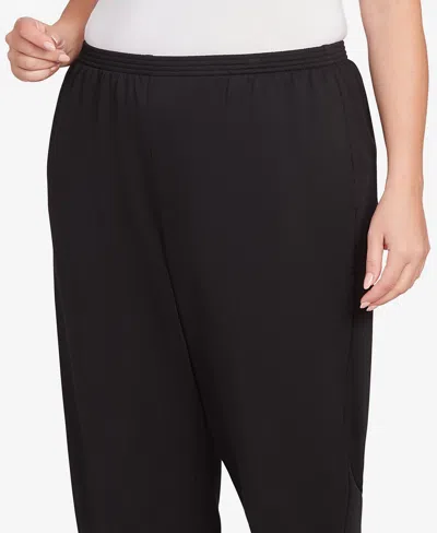 Alfred Dunner Plus Size Classic French Terry Average Length Pants In Black