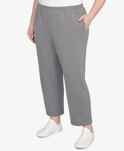 Alfred Dunner Plus Size Classic French Terry Average Length Pants In Gray