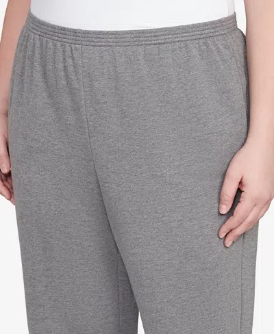 Alfred Dunner Plus Size Classic French Terry Average Length Pants In Gray