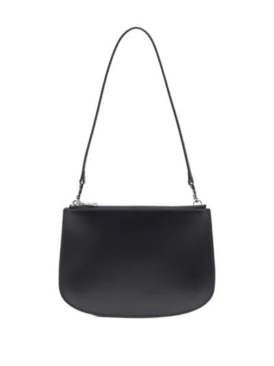 Diesel Twin-double-pouch Embossed-leather Shoulder Bag In Black