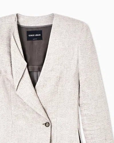 Giorgio Armani Linen, Viscose And Silk Crêpe Single-breasted Jacket In Gray