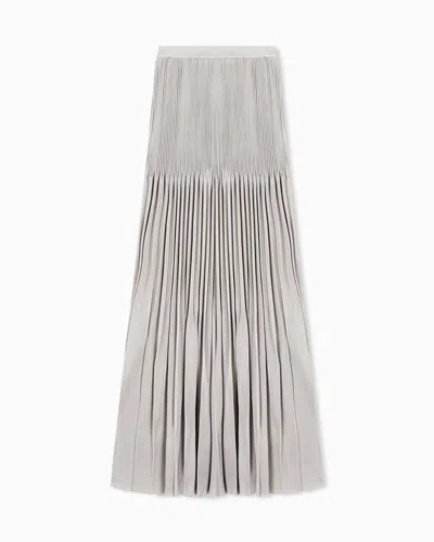 Giorgio Armani Pleated Viscose Oversized Skirt In Gray