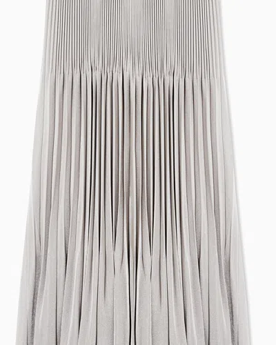 Giorgio Armani Pleated Viscose Oversized Skirt In Gray