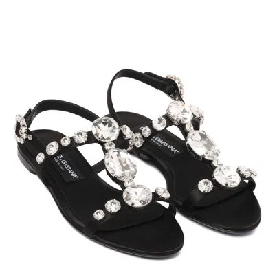 Dolce & Gabbana Black Crystal Shoes Sandals In Black