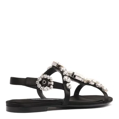 Dolce & Gabbana Black Crystal Shoes Sandals In Black