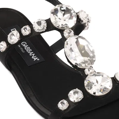 Dolce & Gabbana Black Crystal Shoes Sandals In Black