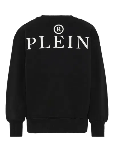 Philipp Plein Junior Skull-appliqué Crew-neck Sweatshirt In Black