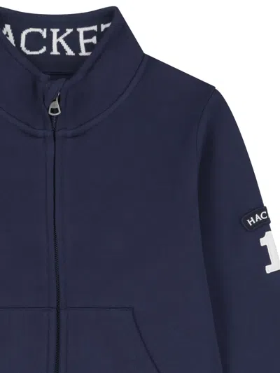 Hackett Logo Zip-up Sweatshirt In Blue