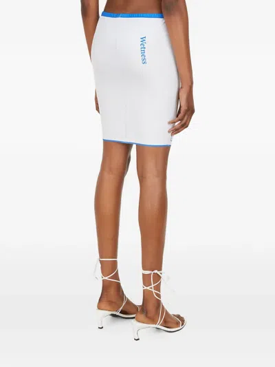 Di Petsa Elasticated Text-print Mini Skirt In White