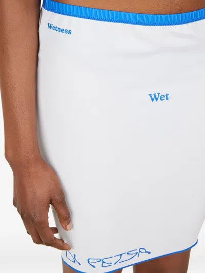 Di Petsa Elasticated Text-print Mini Skirt In White