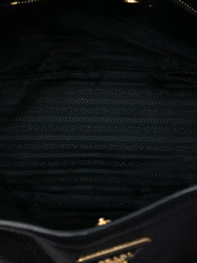 Pre-owned Prada 2000-2025 Vitello Daino Open Convertible Tote Satchel In Black