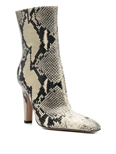 Paris Texas Belle Snakeskin Pointed Ankle Boot In Neutral