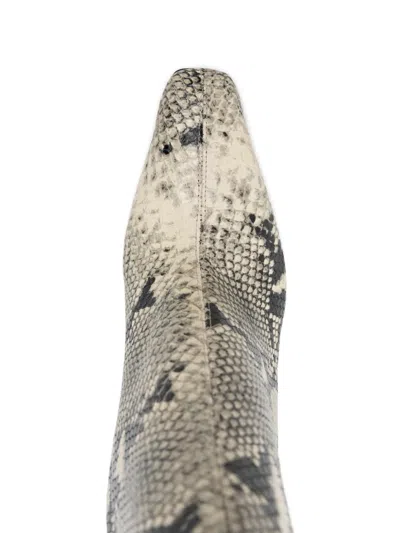 Paris Texas Belle Snakeskin Pointed Ankle Boot In Neutral