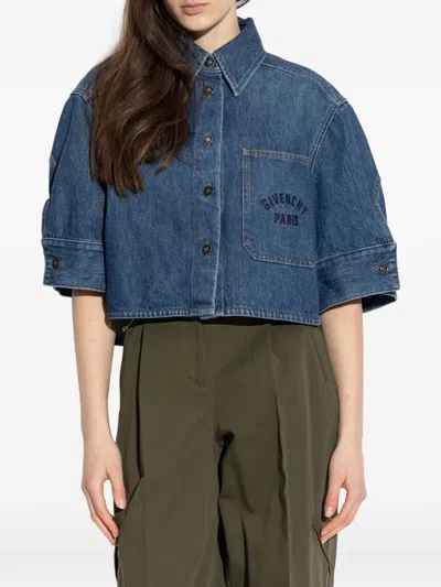 Givenchy Cropped Cocoon Shirt In Medium Denim Clothing In Blue
