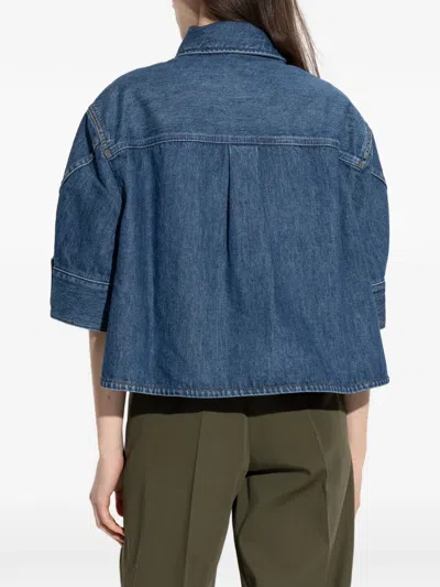 Givenchy Cropped Cocoon Shirt In Medium Denim Clothing In Blue