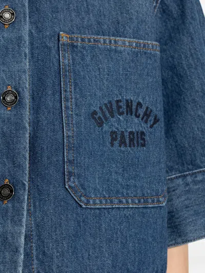 Givenchy Cropped Cocoon Shirt In Medium Denim Clothing In Blue