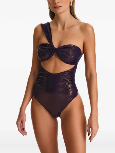 Sofia Erhan Aura One-shoulder Cut-out Swimsuit In Purple