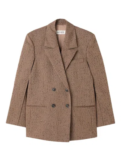 Rohe Herringbone Double-breasted Blazer In Brown