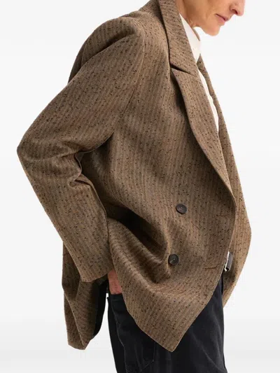 Rohe Herringbone Double-breasted Blazer In Brown
