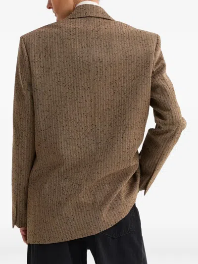 Rohe Herringbone Double-breasted Blazer In Brown