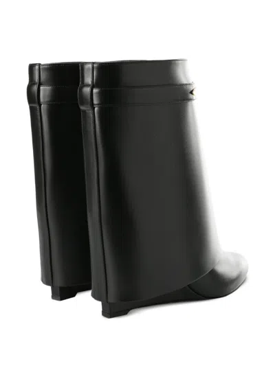 Givenchy Women Black Ankle Boots With Wedge Heels And Logo Plaque On The Side In Leather Woman In Black