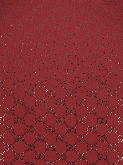 Gucci Rosso Ancora Gg-fabric Mini Skirt With Crystals In Red