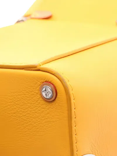 Pre-owned Louis Vuitton 2010s Vertical Box Trunk Saffron Leather Tote Bag In Yellow