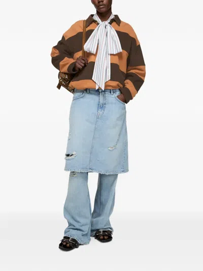 Acne Studios Distressed Panelled Jeans In Blue