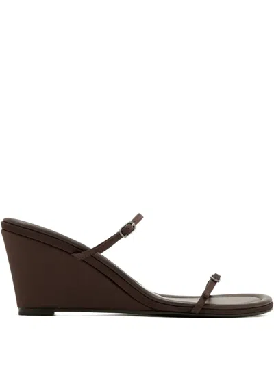 St Agni Brown Petit Belt Detail Wedge Heeled Sandals