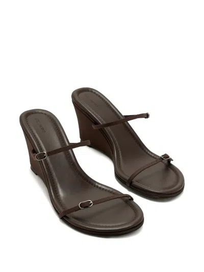 St Agni Brown Petit Belt Detail Wedge Heeled Sandals