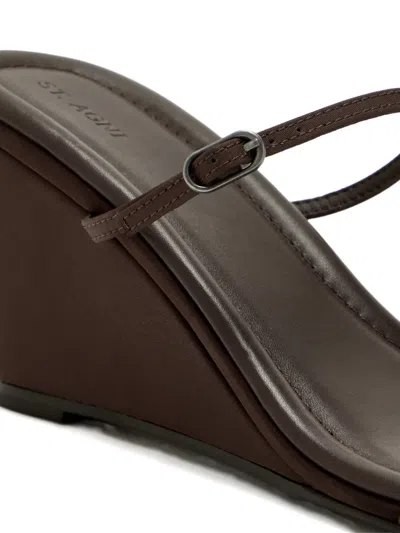 St Agni Brown Petit Belt Detail Wedge Heeled Sandals