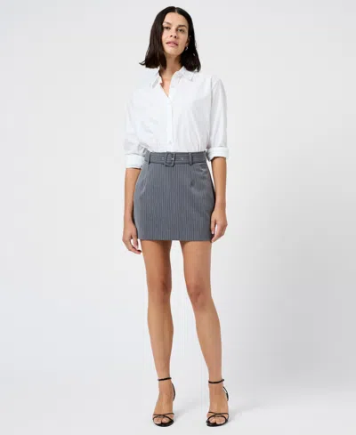 French Connection Minka Belted Pinstripe Miniskirt In Gray